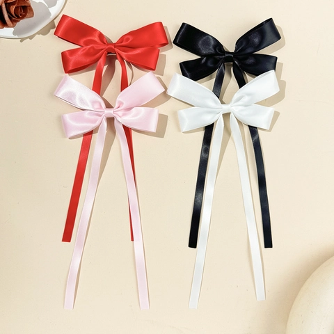 Grande Barrette à Nœud en Ruban de Satin avec Longs Rubans Style Ballet Doux Pince Croco Élégante pour Femmes Filles