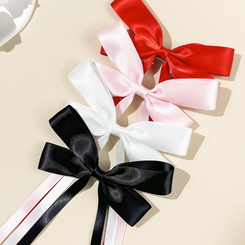 Grande Barrette à Nœud en Ruban de Satin avec Longs Rubans Style Ballet Doux Pince Croco Élégante pour Femmes Filles