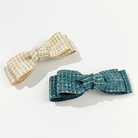 Vintage Tweed Schleife Haarspange Elegante Stoff Schleifen-Haarnadel Mit Langem Streamer Retro Haar Accessoire Für Damen