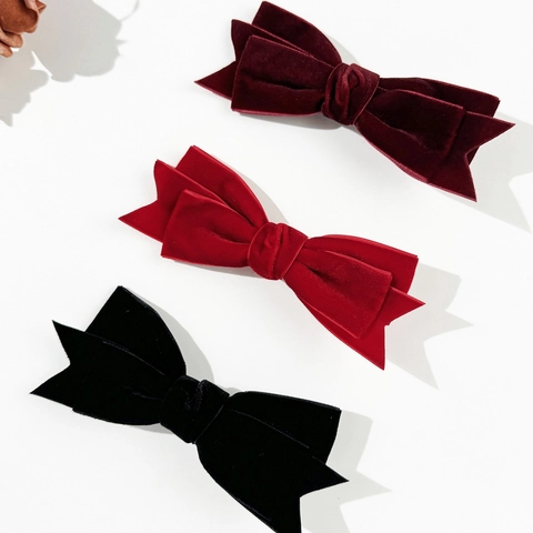 Pince à Cheveux Nœud en Velours Vintage pour Femme Style Français Élégant Grande Épingle à Cheveux Accessoire de Coiffure