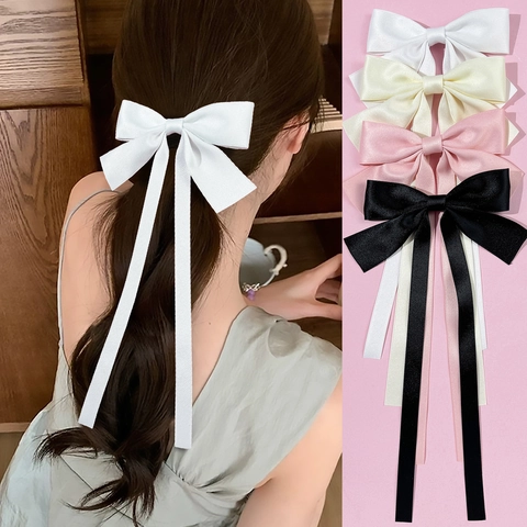 Eleganter Satin Band Schleife Haarklammer Für Damen Französisch Süß Lange Quaste Entenschnabel Clip Ästhetik Mädchen Kopfschmuck