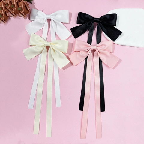 Eleganter Satin Band Schleife Haarklammer Für Damen Französisch Süß Lange Quaste Entenschnabel Clip Ästhetik Mädchen Kopfschmuck