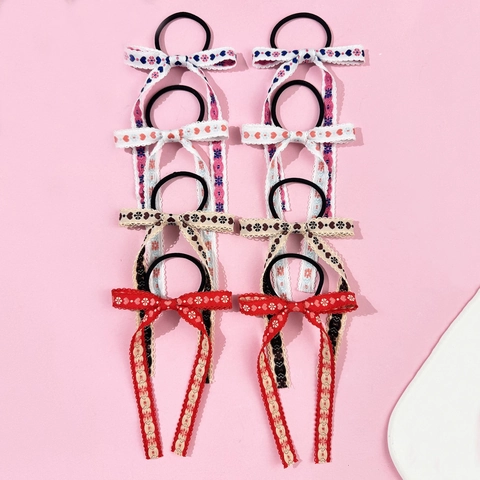 Sweet Floral Heart Bowknot Hair Tie Long Ribbon Hair Scrunchie Ballet Style Hair Accessories For Women Teenagers Daily Wear