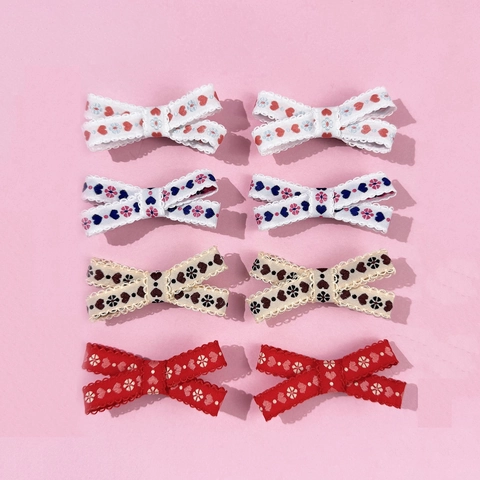 Pinzas Para El Pelo Dulce Lazo Con Bordado Floral De Corazón Cinta Con Borde Ondulado Pinzas Para Niñas Mujer Accesorios