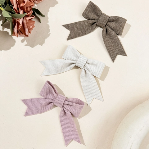 Korean Style Knitted Bowknot Hair Clip Gentle Ribbon Duckbill Clip Rhinestone Embellished Fashion Hair Accessories For Women