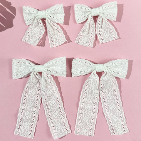 Pince à Cheveux Nœud Papillon En Dentelle Blanche Pour Filles Femmes Douce Épingle à Cheveux En Ruban Brodé à Jour Style Français