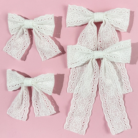 Pince à Cheveux Nœud Papillon En Dentelle Blanche Pour Filles Femmes Douce Épingle à Cheveux En Ruban Brodé à Jour Style Français