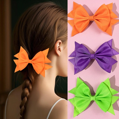 Large Grosgrain Ribbon Bow Hair Clips For Children Cute Sweet Handmade Barrettes Duckbill Clip Hair Accessories For Baby Girls