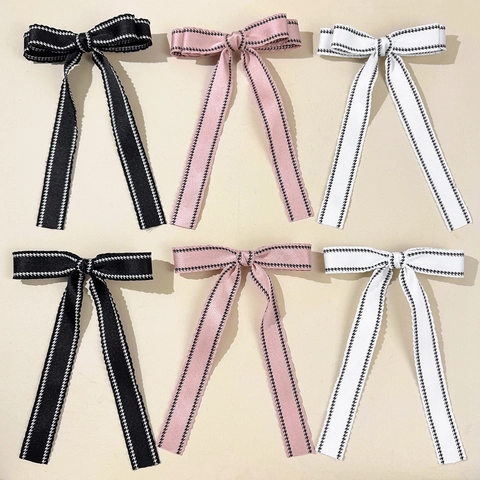 Pinza para el Cabello con Lazo de Cinta Estilo Academia Británica para Mujer Elegante Moda Coreana Borde Pata de Gallo Cinta Larga