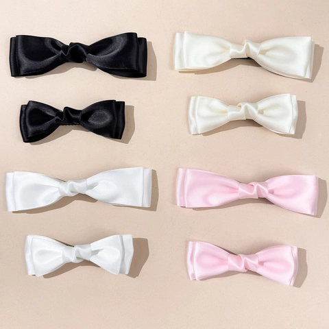 Pinzas para el Pelo con Lazo Doble Color Crema Estilo Francés Elegantes Pasadores de Cinta de Satén para Mujeres Niñas