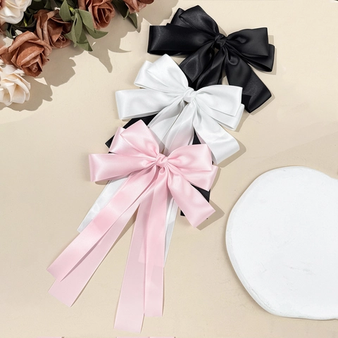 Große Satinband Schleife Haarspange Mit Langen Bändern Elegante Französische Federclip Haarschmuck Für Damen Alltag