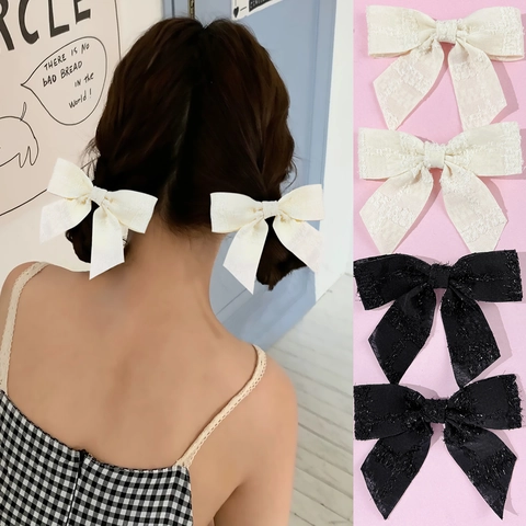 Pinza de Pelo con Lazo de Tela de Estilo Coreano Dulce Balletcore Cinta de Pico de Pato para Mujer Accesorios para el Cabello de Princesa Hechos a Mano