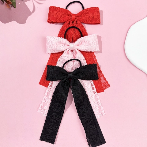 Elastico per Capelli con Fiocco in Pizzo Vintage Francese per Donna Eleganti Accessori per Capelli in Pizzo Floreale con Nastri