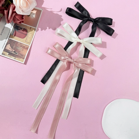 Französisch Schleife Haarklammer Elegant Spitze Satin Lang Band Haarschmuck Damen Süß Vintage Stil Kopfschmuck