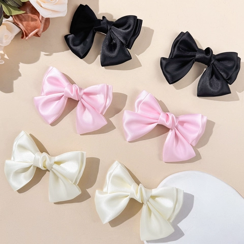 Zoete Satijn Strik Haarspeld Balletcore Stijl Schattige Eendenbek Zijclip Handgemaakte Haaraccessoires Voor Vrouwen Meisjes