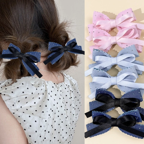 Dolci Fermagli per Capelli a Fiocco Balletcore Strass Nastro Clip a Coccodrillo Eleganti Accessori per Capelli Moda Donna