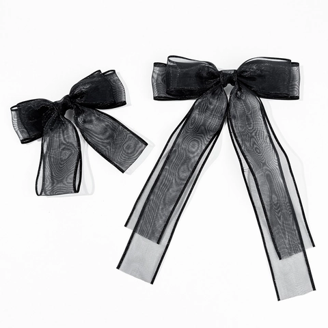 Eleganter Schwarzer Netz Schleife Haarclip Für Damen Handgefertigt Gaze Band Streamer Entenschnabel Clip Modischer Haarschmuck