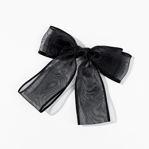 Eleganter Schwarzer Netz Schleife Haarclip Für Damen Handgefertigt Gaze Band Streamer Entenschnabel Clip Modischer Haarschmuck