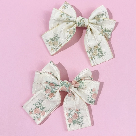 Sweet Floral Bow Hair Clip For Women French Retro Fabric Spring Clip Elegant Mori Style Hair Accessories