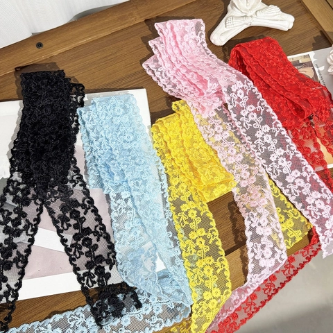 Retro Spitze Blumen Haarband Damen Vintage Hohl Blume Haarschleife Langer Schal Haargummi Zubehör Party Alltag