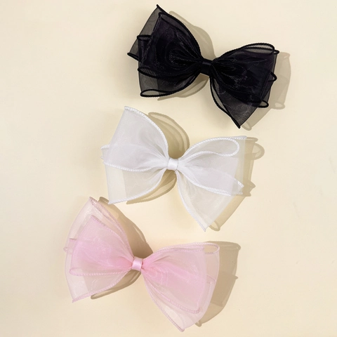 Elegante Fermaglio per Capelli a Fiocco in Rete di Organza Multistrato per Donna Grande Accessorio per Capelli a Farfalla per Matrimonio