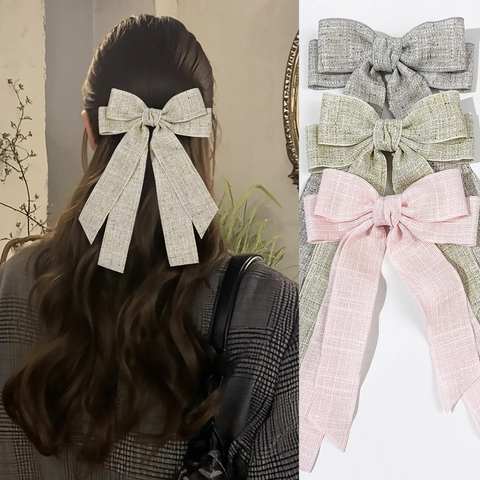 Elegante Pinza de Pelo de Lazo de Tela Vintage Con Cintas Largas Accesorio para el Cabello de Estilo Francés para Mujer Joyería