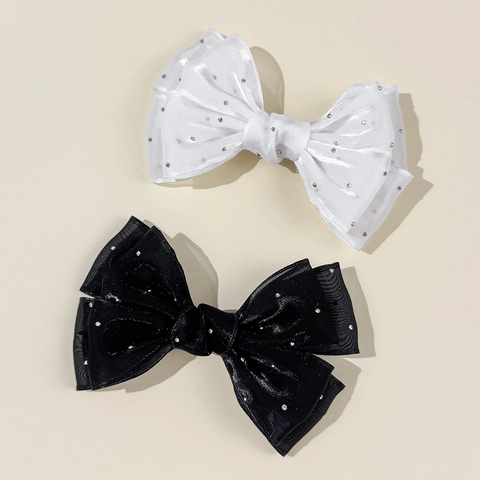 Elegante Fermaglio per Capelli con Fiocco in Rete e Strass Stile Coreano Dolce Farfalla in Rete Becco d'Anatra Accessori per Capelli Donna