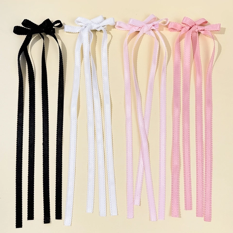 Zoete Balletcore Haarclip met Strik en Lint Lange Lint Schulpedge Haarpeld Elegante Haaraccessoires Voor Vrouwen Meisjes