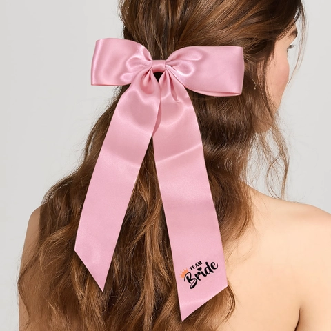 Eleganter Satin Schleife Haarspange Mit Langem Band Für Braut Brautjungfer Hochzeit Junggesellenabschied Team Bride Haarschmuck