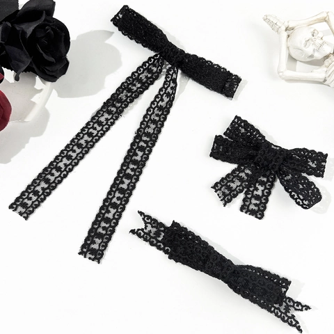 Vintage Gothic Spitze Schleife Haarspange Elegant Ausgehöhlte Schmetterling Haarnadel Dunkel Romantisch Entenschnabel-Clip Damen