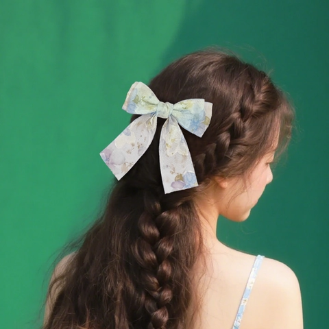 Pince à Cheveux Nœud Floral en Filet Fait Main Style Coréen Doux Forêt Femme Accessoire de Cheveux Élégant Printemps