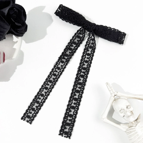 Vintage Gothic Spitze Schleife Haarspange Elegant Ausgehöhlte Schmetterling Haarnadel Dunkel Romantisch Entenschnabel-Clip Damen