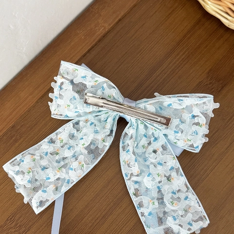 Pastoral Stil Blumen Spitze Schleife Haarspange Mit Langen Satin Luftschlangen Süße Handgefertigte Haarnadel Für Damen Mädchen Kopfschmuck