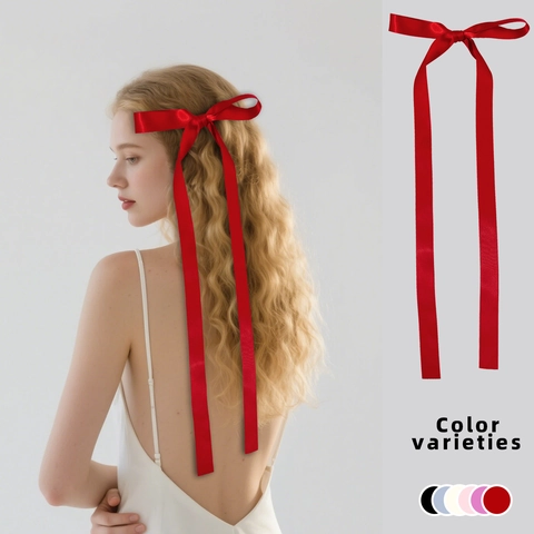 Lange Satinband Schleife Haarklammer Süße Fee Streamer Krokodilklemme Haarnadel Kopfschmuck Für Damen Mädchen Styling-Tool