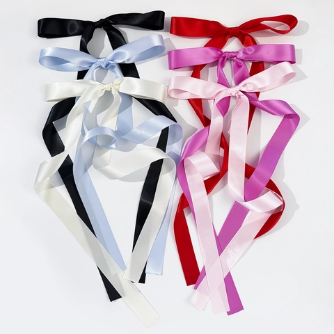 Lange Satinband Schleife Haarklammer Süße Fee Streamer Krokodilklemme Haarnadel Kopfschmuck Für Damen Mädchen Styling-Tool