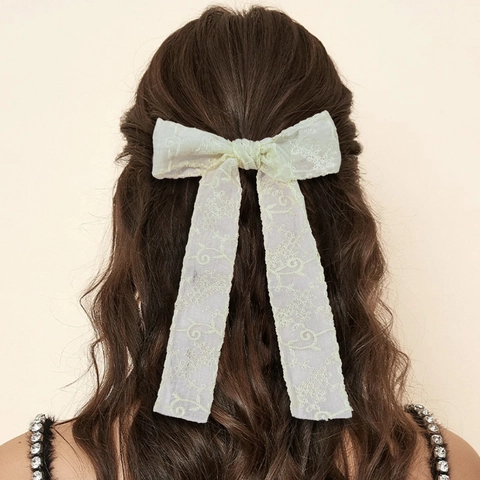 Pasador de Pelo de Encaje Hecho a Mano con Lazo y Cinta para Mujer Estilo Mori Dulce Accesorios de Pelo de Encaje
