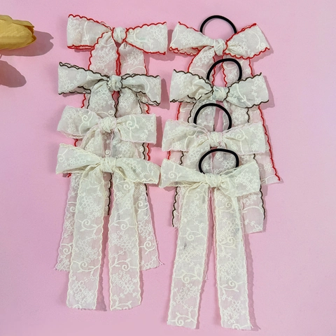 Pasador de Pelo de Encaje Hecho a Mano con Lazo y Cinta para Mujer Estilo Mori Dulce Accesorios de Pelo de Encaje