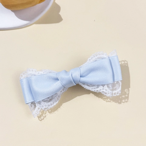 Pince à Cheveux Nœud en Dentelle Douce Style Coréen Élégant Ruban en Satin Pince Latérale Accessoire de Coiffure pour Femmes Filles