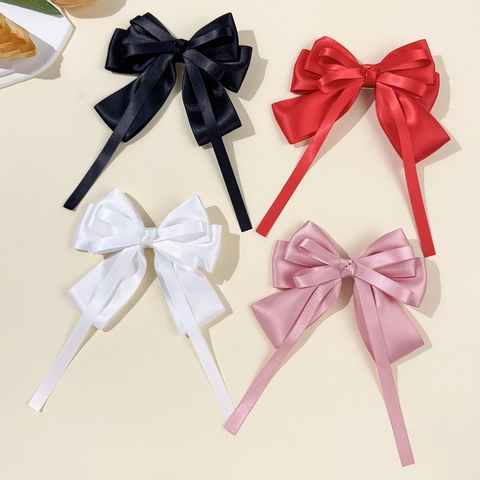 Zoete Satijnen Strik Haarclip Met Lange Streamers Lint Haarpeld Voor Vrouwen Meisjes Dagelijks Daten Prinses Haaraccessoires