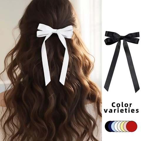 Balletcore Satin Band Schleife Haarklammer Mit Langen Streamer Süße Handgefertigte Haarnadel Für Damen Mädchen Haarschmuck
