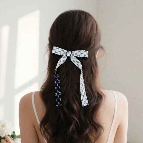 Pinza de Lazo de Cinta Dulce Coreana para Mujer Horquilla de Patrón Floral Retro Accesorios para el Cabello de Princesa Elegantes