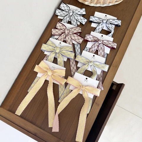 Pinza de Lazo de Cinta Dulce Coreana para Mujer Horquilla de Patrón Floral Retro Accesorios para el Cabello de Princesa Elegantes