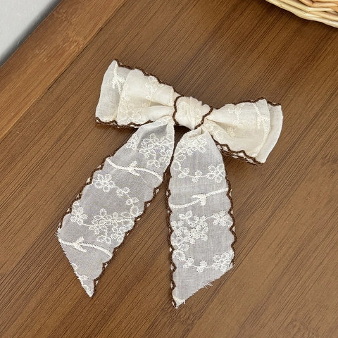 Pince à Cheveux Nœud en Dentelle Vintage Française Élégante Épingle à Cheveux Nœud en Sangle pour Femmes Accessoires de Coiffure Style Coréen