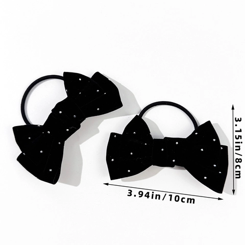 Elastici per Capelli in Velluto con Fiocco Strass Brillanti Fasce per Capelli Eleganti Vintage Porta Coda Donna Ragazza Accessori