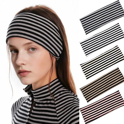 Fascia per Capelli Sportiva a Righe per Donna e Uomo Elastica Yoga Fitness Fascia in Maglia Retro Accessori per Capelli