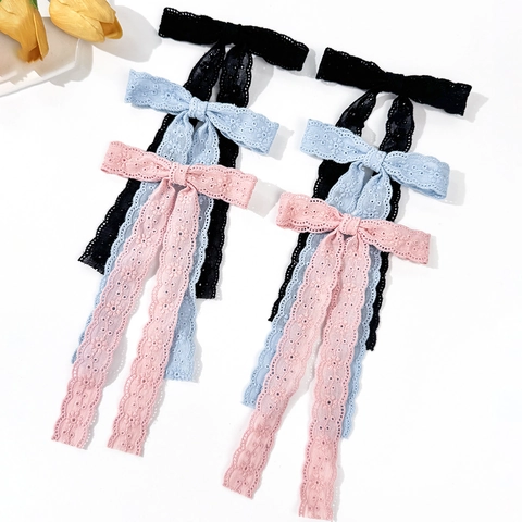 Balletcore Süße Spitze Blumen Schleife Haarspangen Mit Langem Band Für Damen Mädchen Französisch Vintage Haaraccessoires