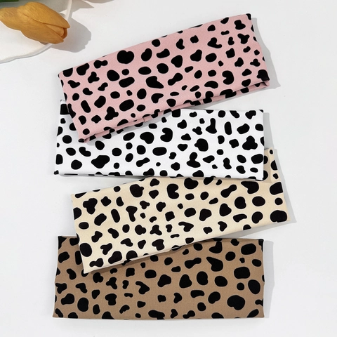 Fascia Elastica da Donna con Stampa Mucca Larga Sport Yoga Fitness Fascia per Capelli Morbida Maglia a Costine Turbante Moda