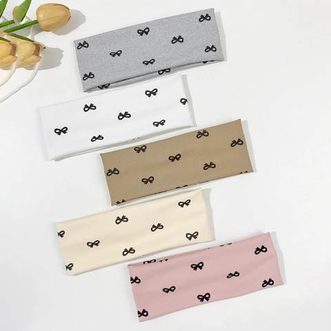 Fascia per Capelli Elastica Casual con Stampa a Fiocco per Donna Tessuto a Maglia Morbido per Sport Yoga e Uso Quotidiano Larga