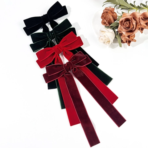 Große Samtschleife Haarspange Mit Langen Bändern Vintage Elegante Übergroße Haarnadel Haarschmuck Für Damen Hinterkopf