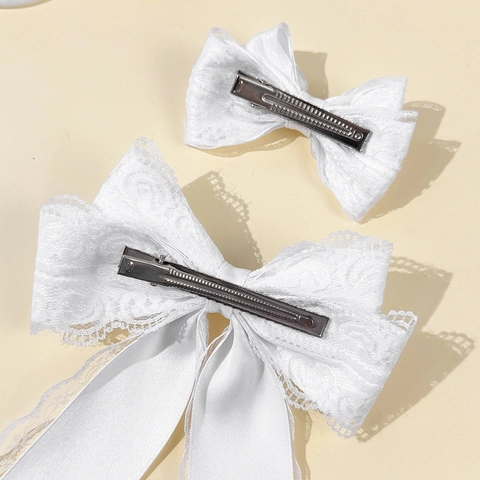 Wald-Stil Spitze Schleife Haarspangen Elegante Band Entenschnabel-Clips Für Damen Süße Blumige Bogen Haarschmuck Haarnadeln